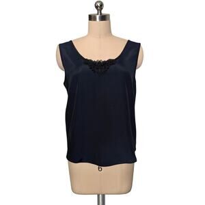 Vintage 80's 90's ANXIETY Floral Applique Black Tank Top M